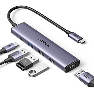 Prime Members UGREEN 5-Port USB-C Hub w/ 4K HDMI/100W PD & 3x USB-A Ports $10 & More + Free Shipping w/ Prime or orders $35+