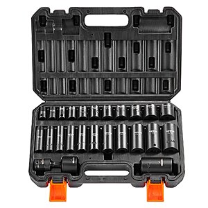 VEVOR 3/8" Drive Impact Socket Set, 25 Piece Deep & Shallow Socket Set $34.76