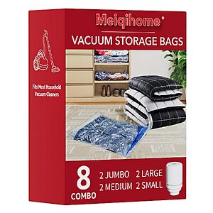 8-Pack Meiqihome Vacuum Storage Bags w/ Electric Pump $8.09 w/ S&S + Free Shipping w/ Prime or on $35+