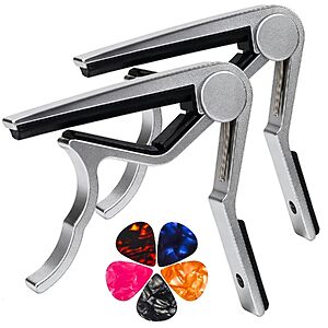 2-Pack Muso Aluminum Alloy Guitar Capo w/ 5 Picks (Silver) $3.49 + Free Shipping w/ Prime or on $35+