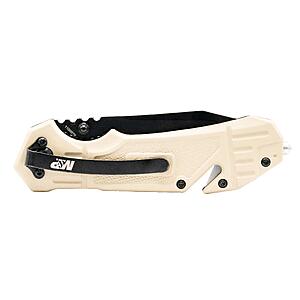 $15.38 ac AMAZON Smith & Wesson M&P FDE 8.2in High Carbon S.S. Spring Assisted Folding Knife with 8in Serrated Tanto Blade and Rubberized Handle