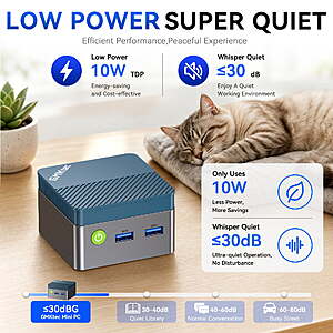 $230 FS WALMART: by GMKtec G5S Mini PC, Intel N5095, 8GB RAM 128GB SSD, Mini Desktop Computers, 4K Dual HDMI USB3.2, WiFi6, BT5.2, Business Home Office