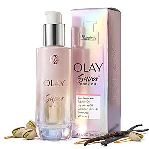 [S&S] Olay Super Body Oil for Women, with 5-in-1 Oil + Serum Complex with Jojoba Oil, Squalene Oil, Bakuchiol, Collagen peptide, and Vitamin E, 4 Fl Oz $10.65