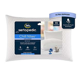 Sertapedic Chill Nites Cooling Ultra-Support Bed Pillow (Standard/Queen) $6.88 + Free Shipping w/ Walmart+ or on $35+