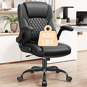 $66.48 FS WALMART BY COOLHUT Leather Office Chair, Big and Tall Office Chair 400LBS Wide Seat Ergonomic Computer Desk Chair High Back Executive Leather Chair