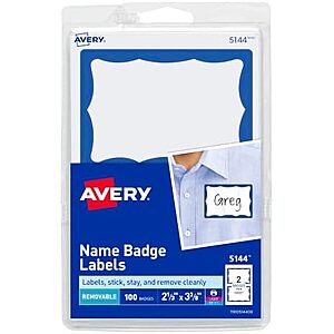 $3.97 | Avery Customizable Name Tags, 2-1/3" x 3-3/8", White with Blue Border at Amazon