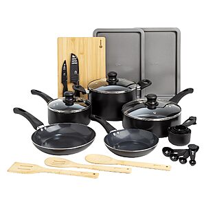 Early Prime Big Deal: Ecolution Easy Clean Ceramic Nonstick Cookware Set, Dishwasher Safe Kitchen Pots and Pans Set, Comfort Grip Handle,26-Piece, Black $79.99