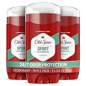 [SnS, AC] $7.32* | 3-Pk 3-Oz Old Spice Men's Aluminum Free Deodorant Stick (Sport Scent) at Amazon ($2.44 each)