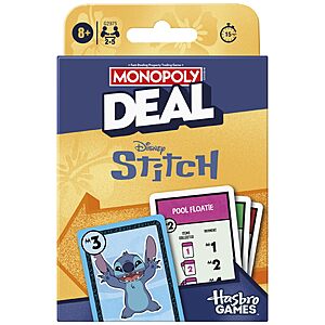 Monopoly Deal: Disney Stitch Edition Card Game $3.36 + Free Shipping w/ Prime or on orders over $35