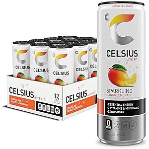 12-Pack 12-Oz Celsius Sparkling Sugar Free Energy Drink (Mango Lemonade) $13.27 w/ S&S + Free Shipping w/ Prime or on orders over $35