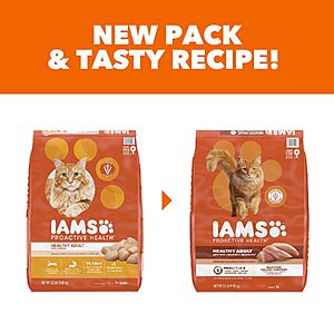 $25.98 S&S $12 off Coupon  IAMS Proactive Health Healthy Adult or Uninary Tract Health Dry Cat Food, Chicken, 22 lb