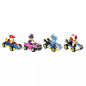 Mattel Hot Wheels Mario Kart Vehicle 4-Pack with 1 Exclusive Collectible Model $11.99