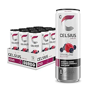 [SnS] $13.27* | 12-Pack 12-Oz CELSIUS Functional Essential Energy Drink (Sparkling Wild Berry) at Amazon