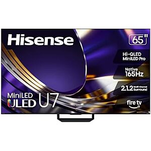 [Prime] $799.99 | Hisense 65" U7 Series Mini-LED Pro ULED 4K UHD Smart Fire TV (newest model) + 10% Back w/ Prime Visa Card at Amazon