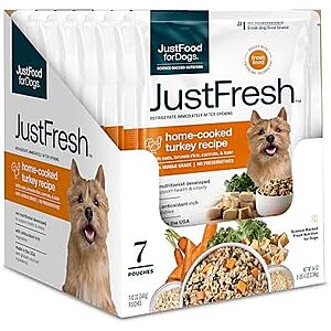 [Prime, SnS] $26.50 | 7-Pack 12-Oz JustFoodForDogs JustFresh Home-Cooked Dog Food (Turkey) at Amazon