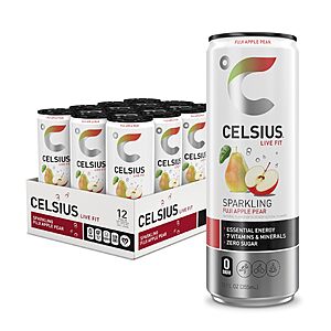 [S&S]12 Pk 12Oz CELSIUS Sparkling Fuji Apple Pear, Sugar Free Energy Drink $13.27 + Free S&H w/ Prime or $35+