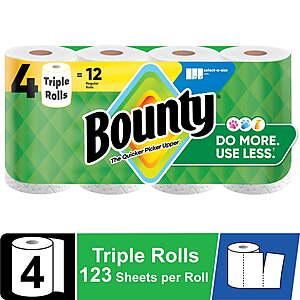 24 Triple Rolls Bounty Paper Towels Select-A-Size White, 123 Sheets per Roll $57.13