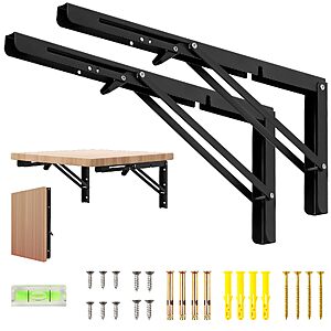 16 Inch Folding Shelf Brackets, 2 Pack Shelf Bracket Wall Mounted $7.03 + Free S&H w/ Prime or $35+