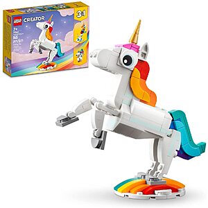 LEGO Creator 3 in 1 Magical Unicorn/Seahorse/Peacock, 31140 $9.74