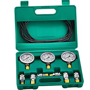 SucceBuy Hydraulic Pressure Test Kits Excavator Tractor Gauge Sets with Carrying Case 3heads 6pieces $31.9 + Free Shipping