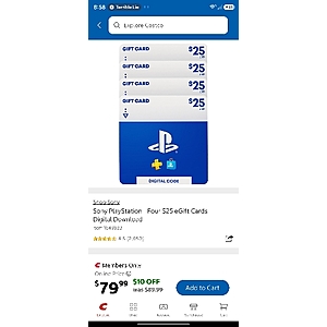 Sony PlayStation - Four $25 eGift Cards Digital Download