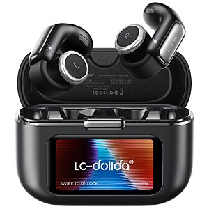 LC-dolida Open-Ear Wireless Earbuds $19.99 – LED Display Case, Clip-On Design & EQ Controls