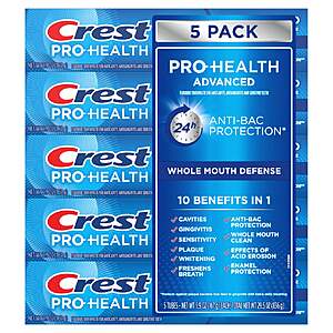 Crest Pro Health Advanced Toothpaste, 5.9 oz, 5-pack $12.99 free shipping Costco.com