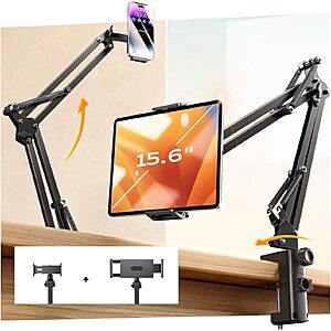 LISEN Dual-Clamp Desk Mount for 4" to 13" Tablets & Phones $14.98 + Free Shipping w/ Prime or on $35+