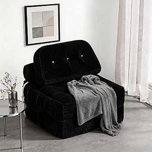 NESLAKO Folding Sofa Bed, Flannel Futon Couch Bed with Pillow and Blanket $37.99