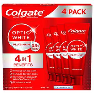 Colgate Optic White Platinum Toothpaste, 4.1 oz, 4-pack $14.49 free shipping Costco.com