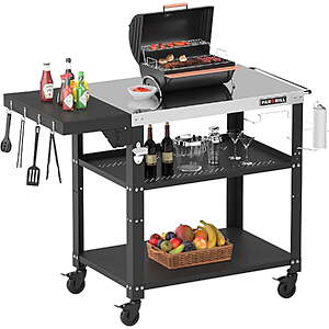 PARGRILL 3-Shelf Grill Cart 46.6" x 20" x 33‘’ with Foldable Side Table $79.99 + Free S&H at Walmart