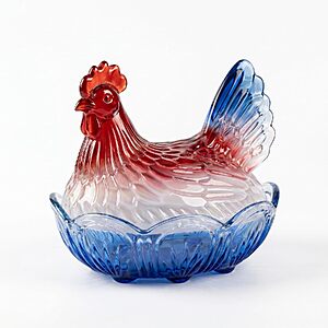 6.9" AIMINTSEN Glass Hen on Nest Candy Dish w/ Lid (Red/White/Blue) $12.99 + Free Shipping w/ Prime or on $35+