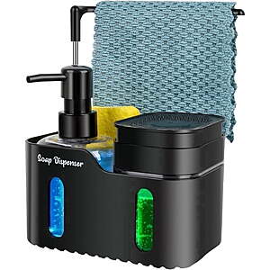 Hand Soap and Dish Soap Dispenser Set for Kitchen, Dual Soap Dispenser with Sponge Holder and Dishcloth Holder $10.39