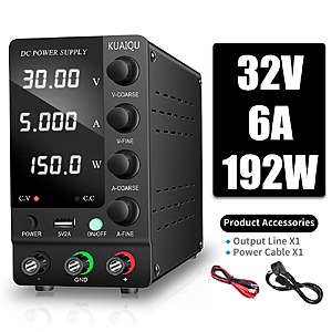KUAIQU Lab DC Power Supply 32V 6A Adjustable Bench Power $32.8 + Free Shipping