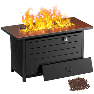 $149.99: Philergo 43" Rectangular Gas Fire Pit Table, 60,000 BTU Propane Fire Pits for Outside with Lid and Lava Rock at Walmart.com