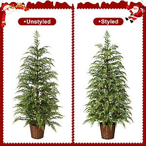 $28.50 to $74 Two to Six Foot Artificial Xmas Tree w/100 Led Lights and Basket FS WALMART by Dr. Planzen
