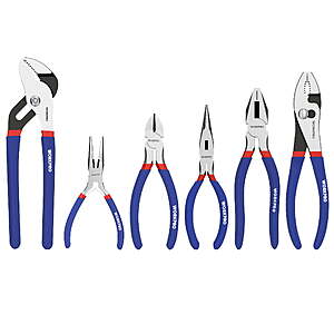 $15.19: WORKPRO Pliers Set with Groove Joint, Long Nose, Slip Joint, Linesman, and Diagonal Pliers at Walmart.com