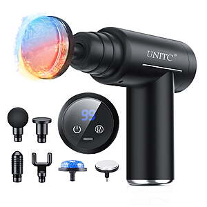 Unitc Mini Massage Gun with Heat and Cold, Deep Tissue Messager with 6 Heads, Gifts $18.79