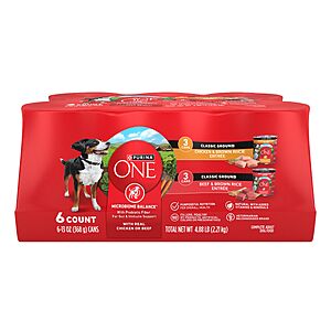 Purina ONE Wet Dog Food Variety Pack, Classic Ground, (6) 13 oz Cans $8.18 w/Amazon S&S