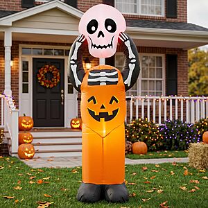 6 FT Halloween Inflatable Pumpkin Skeleton with LED Lights $24.99