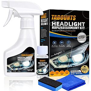 4-Piece TABOUNTS Headlight Restoration Kit w/ Cleaning Spray, Ceramic Coating, Sponge & Towel $9.99 + Free Shipping w/ Prime or on $35+