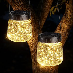 2 Pack BUCASA Small Solar Lanterns Outdoor Waterproof Hanging Solar Lights - $14.99 AC