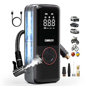 GOOLOO Tire Inflator Portable Air Compressor, 160PSI Cordless Air Pump for Car Tires with 7500mAh Battery $24.99