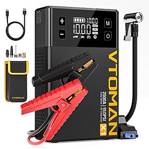 VTOMAN X1 LiFePO4 Jump Starter with Air Compressor, 12V Portable Jump Box - $51.26 AC