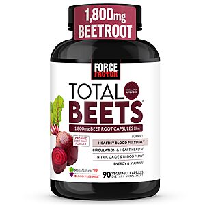 Force Factor Total Beets 1800mg Beet Root Capsules, Blood Pressure Support $16.99