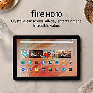 Amazon Fire HD 10 tablet, built for relaxation, 10.1" vibrant Full HD screen, octa-core processor, 4 GB RAM, 32 GB, Black $72.99