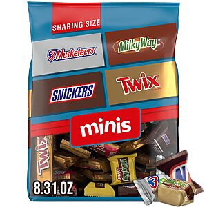 Amazon Mars Chocolate bar Variety pack minis - 8.31 oz size regular price 14.55 and now 59% off. Now price is 5.97