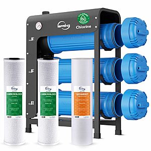 iSpring WHO32B Whole House Water Filter System, Horizontal Housings for Ease Filter Replacement $474.98