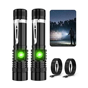 2-Pack Hoxida 2000lm Zoomable Rechargeable LED Tactical Flashlight $9.09 + Free Shipping w/ Prime or on $35+