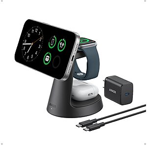 Prime Members: Anker MagGo Wireless Qi2 3-in-1 Charging Station w/ Adapter (Black or White) $60 + Free Shipping
